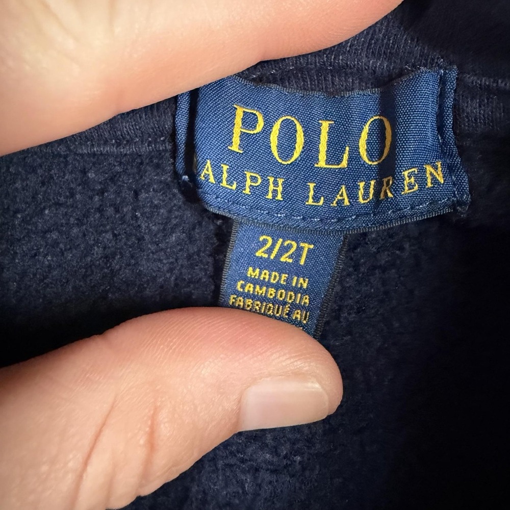 Polo Ralph Lauren Hoodie Kids 2T Navy Blue Fleece Full Zip Pony Logo Sweatshirt‎ - Picture 5 of 9